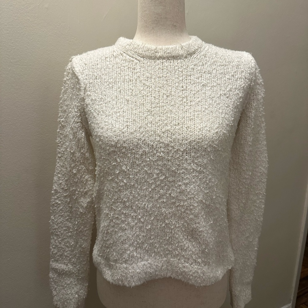 rag & bone Cream Crew Neck Sweater with Textural Knit
